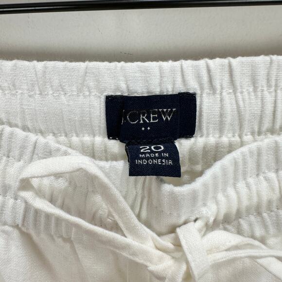 J.Crew Linen Blend Slim Wide Leg Drawstring Pant Pockets Relaxed White US 20 NWT - Picture 7 of 13